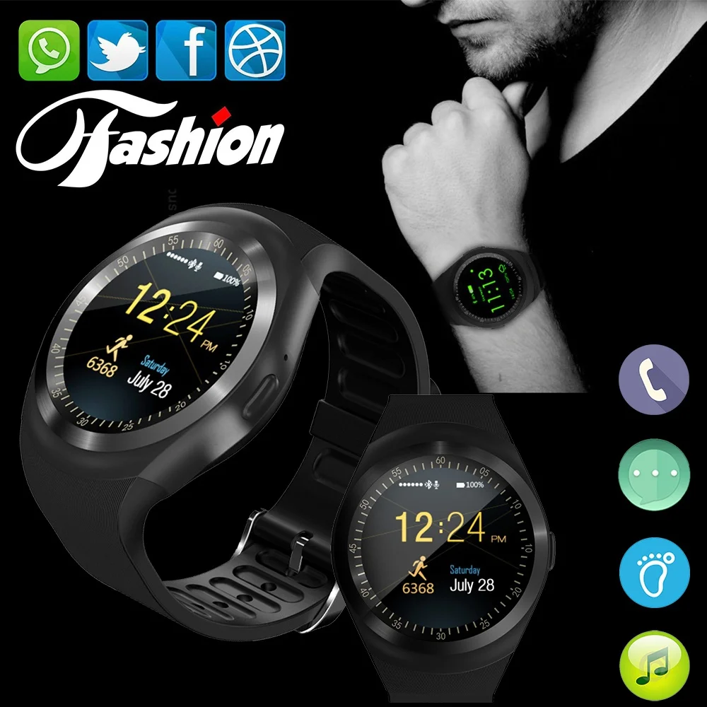 Y1 Смарт часы Bluetooth Relogio Android SmartWatch телефонный звонок GSM Sim пульт дистанционного