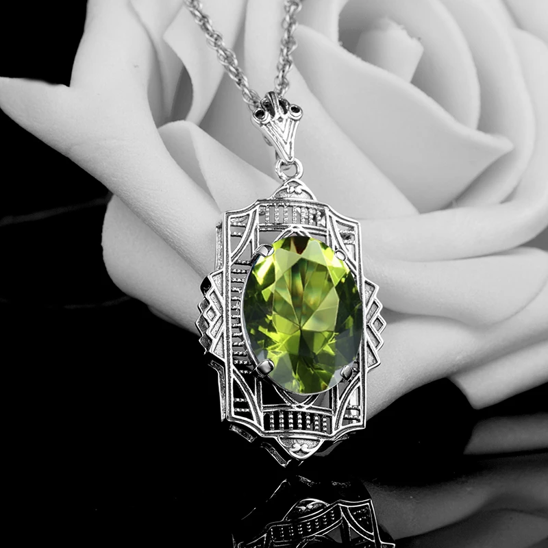 Женское винтажное вечерние жерелье с подвеской в виде звеньев|peridot pendant|pendant