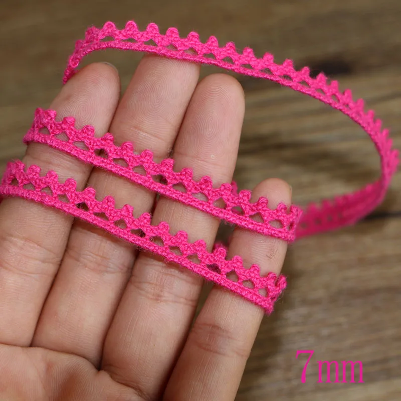 7MM Rose red 20YARD 1 см 20 ярдов хлопчатобумажная пряжа вязание кружевные аксессуары Кружевной Край DIY Ручная работа одежда, скатерть, диван, ткань занавески материал - Цвет: 7MM Rose red 20YARD