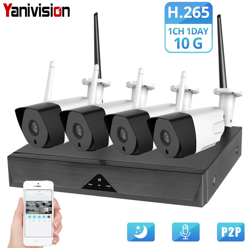 Беспроводная камера видеонаблюдения 1080P HD H.265 водонепроницаемая Wi Fi IP NVR