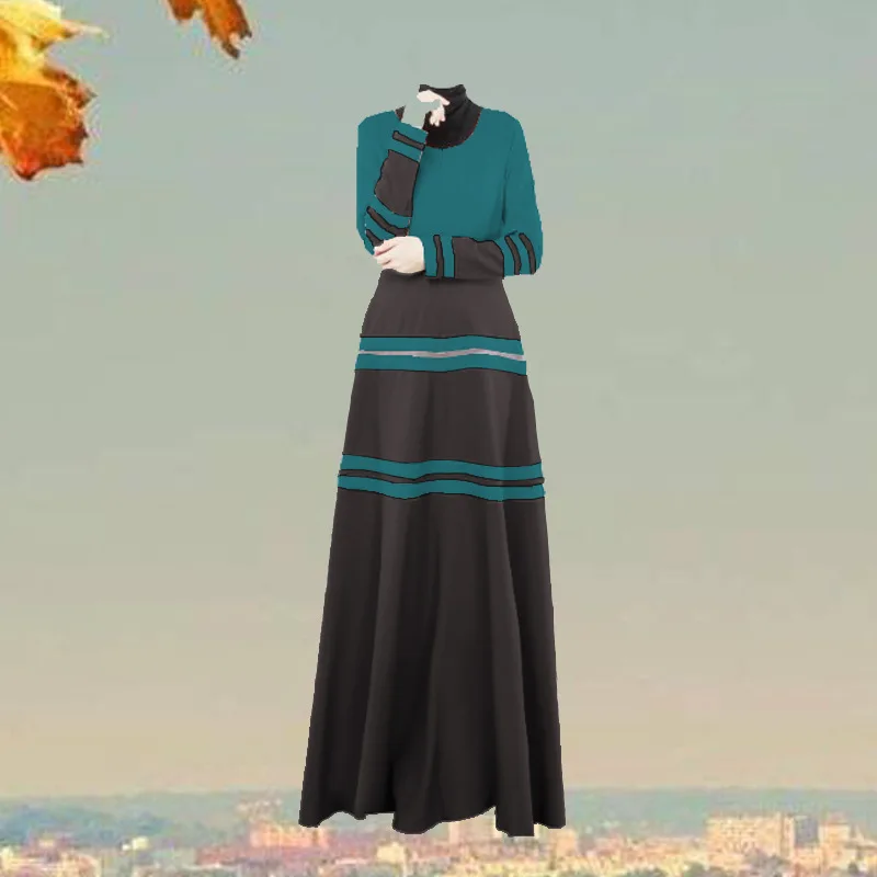Мусульманское женское длинное платье в полоску Musulmane Дубай Турецкая женская