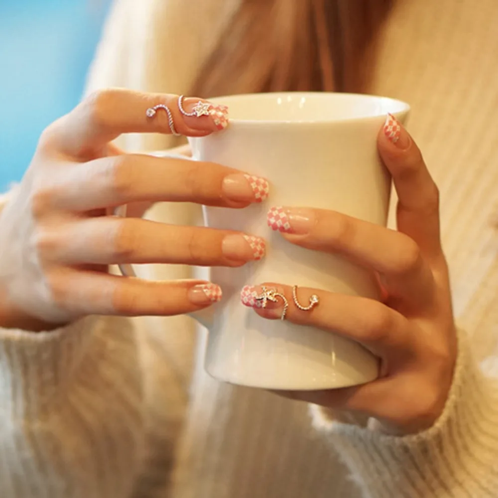 Новое креативное регулируемое женское кольцо AB с милой звездой и круглыми