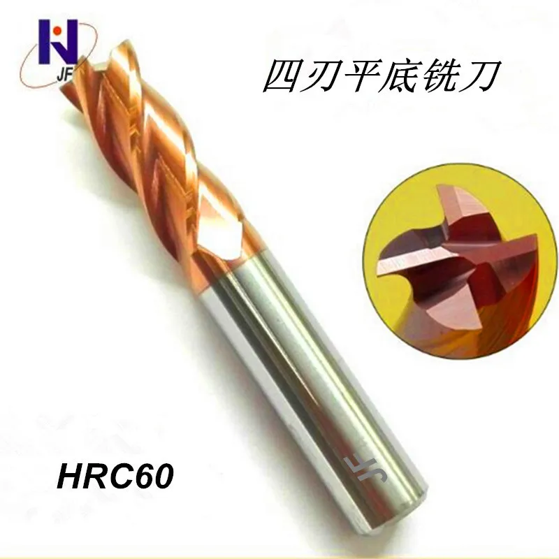 

JF горячая Распродажа HRC58 D11 * 30 * D12 * 75*4T Твердосплавные 4 флейты сплющенные концевые фрезы с прямым хвостовиком фреза с покрытием TiSiN