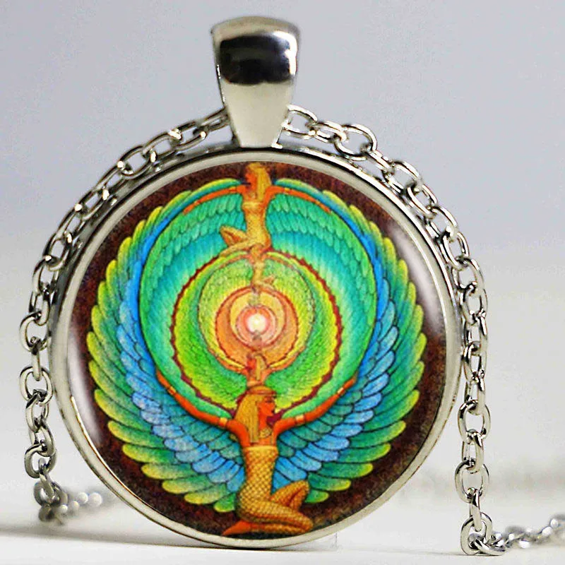 Кулон в виде символа египетского скала Серебряная цветная цепочка яркое модное