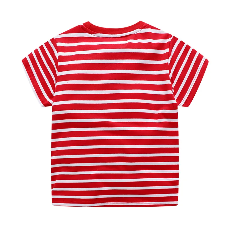 Boys O-neck Short Sleeve Stripes Cartoon Dolphins Painting Grey 100% Cotton Summer T-shirts Casual Streetwear |