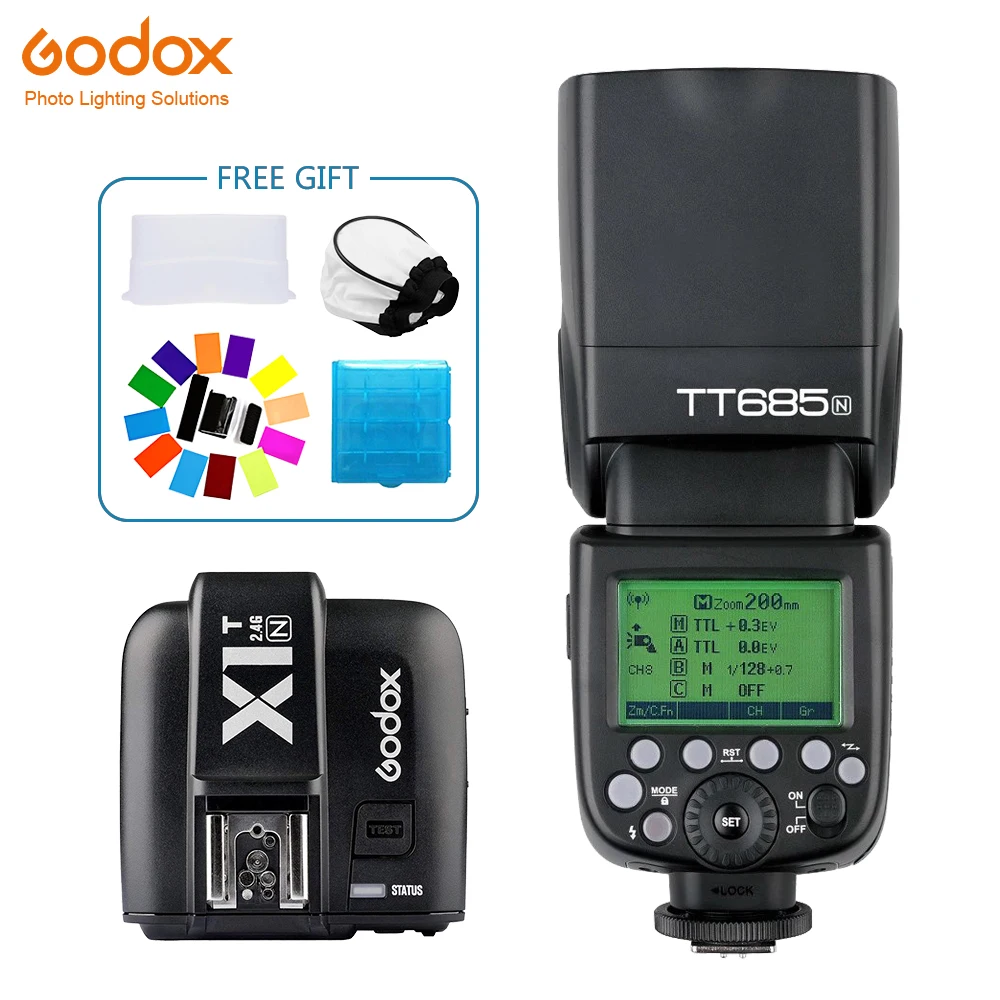 Беспроводная вспышка Godox TT685 TT685N Speedlite TTL + X1T N передатчик Trigge для камеры nikon D800 d700