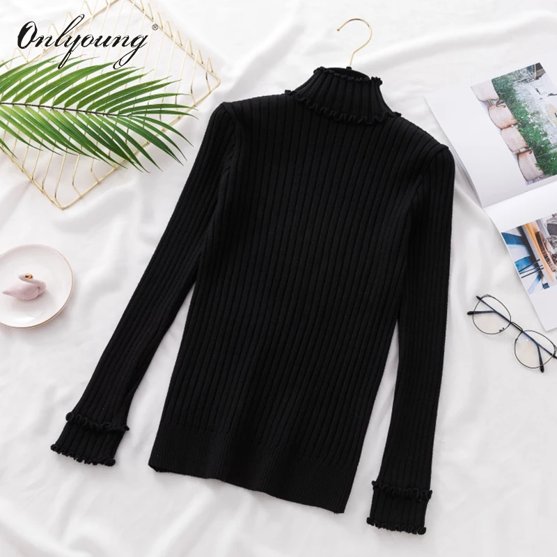 Женский вязаный свитер Onlyoung белый теплый толстый с высоким воротом на осень и