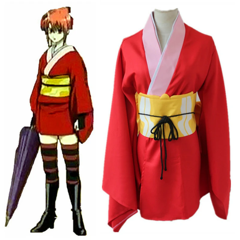 Платье кимоно косплей для Jyunna Kagura Gin Tama с париками сапоги и зонтик Vestidos японский