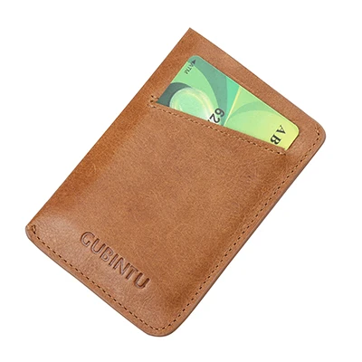 Brown Маленький кошелек-клатч из натуральной кожи GUBINTU RFID для мужчин, кредитные карты и держатели для удостоверений личности, компактный мини-кошелек, Женский держатель для карт - Цвет: Brown
