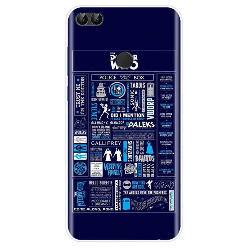 Чехол для телефона Doctor who tardis Синий Мягкий силиконовый чехол Huawei P9 P10 P20 PLUS P30 PRO P8 lite