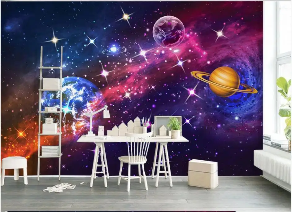 Custom photo wallpapers 3d murals wallpaper for walls 3 d Starry sky planet wall decorative painting papers | Обустройство дома