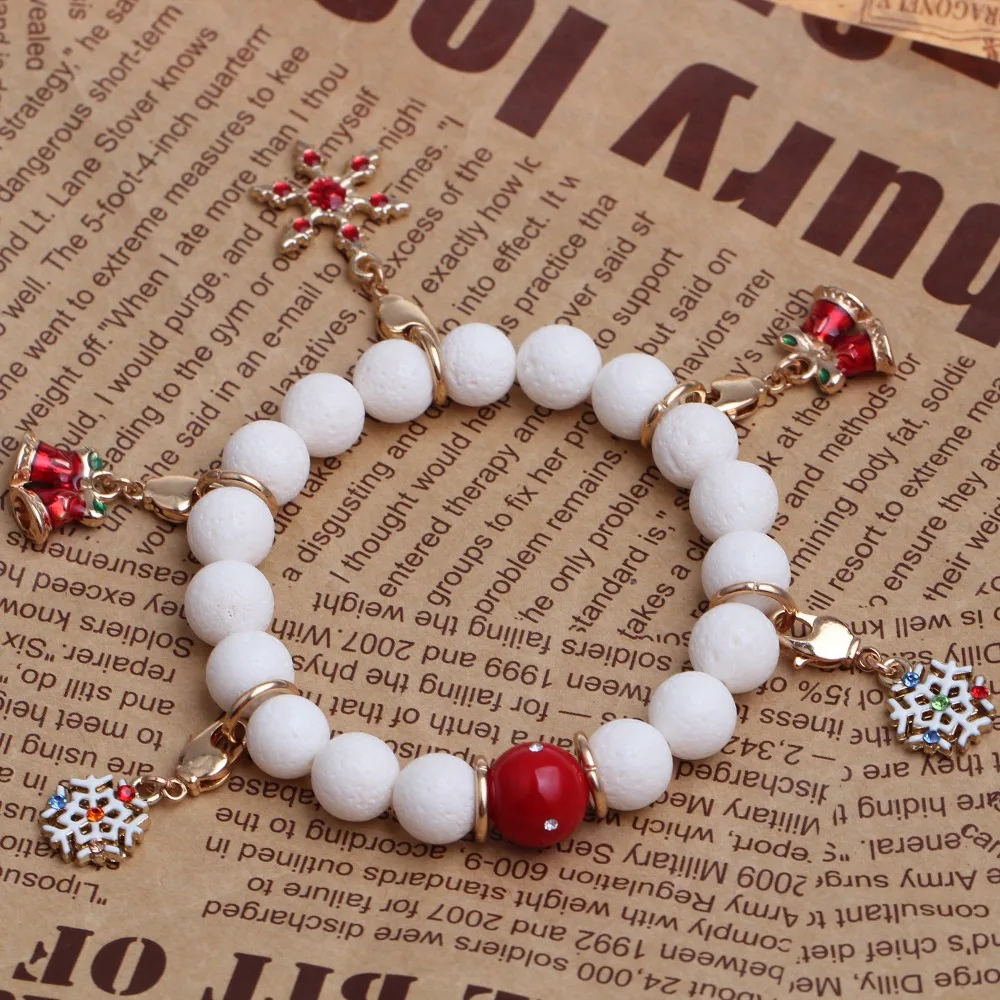 2016 New Bracelets womens Christmas gifts Natural stone Corallite Bead Jewelry Snowflake Handmade Charms Pulseiras Pulseras | Украшения и
