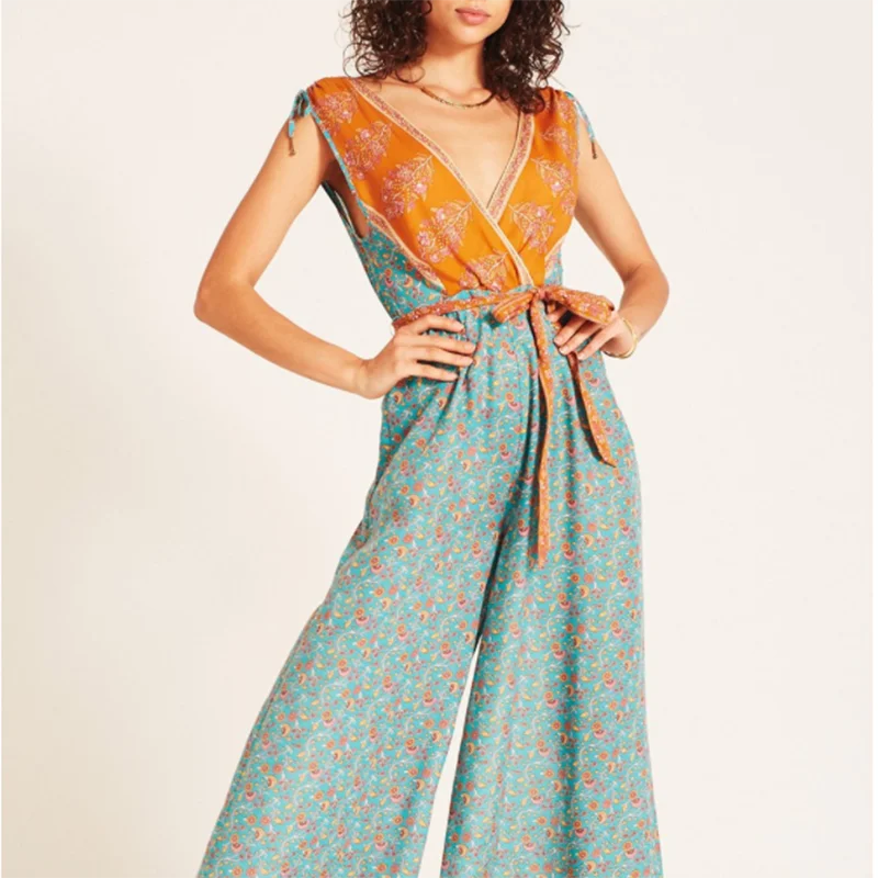 Heydress женские летние без рукавов Boho комбинезоны с цветочным принтом в винтажном стиле женские свободные Комбинезоны повседневные праздничные женские пляжные комбинезоны