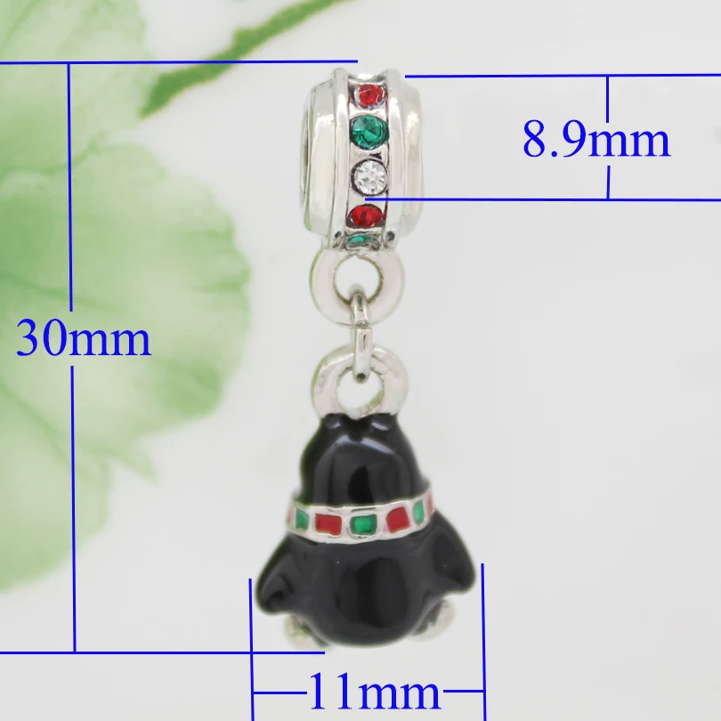 Christmas Penguin with Scarf Charms Lucky Animal Colorful CZ Bead fit Pandora Bracelets | Украшения и аксессуары