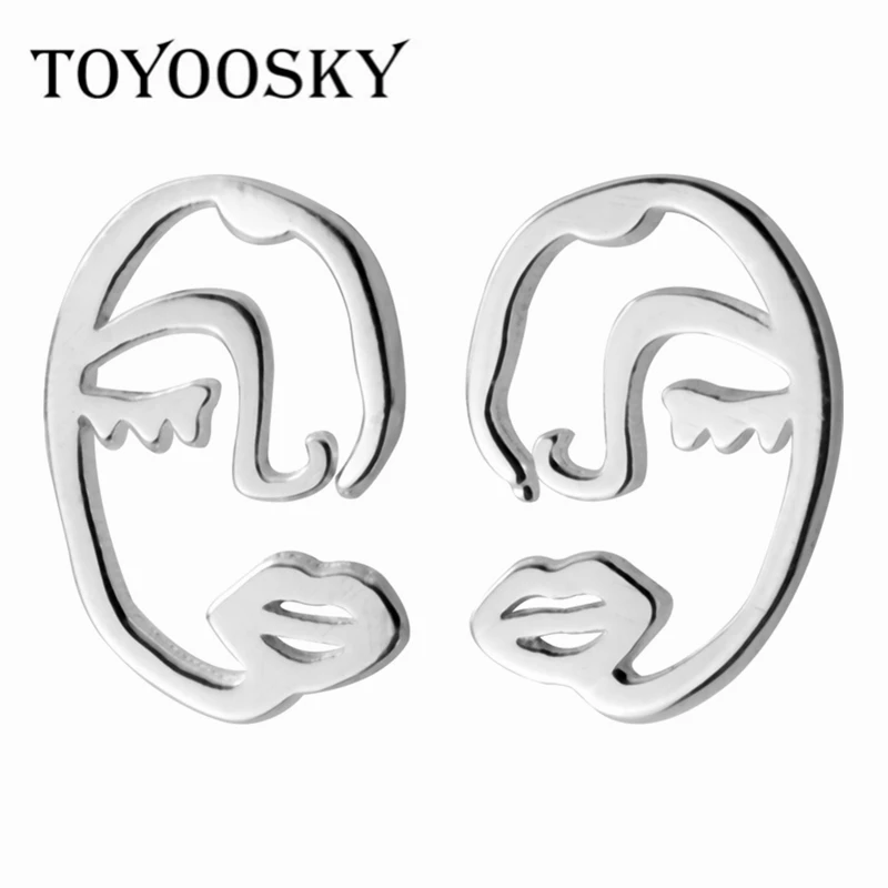 Newest 2019 Hollow Face Stud Earrings Unique Design Girls 925 Sterling Silver Ear Jewelry 8223 |