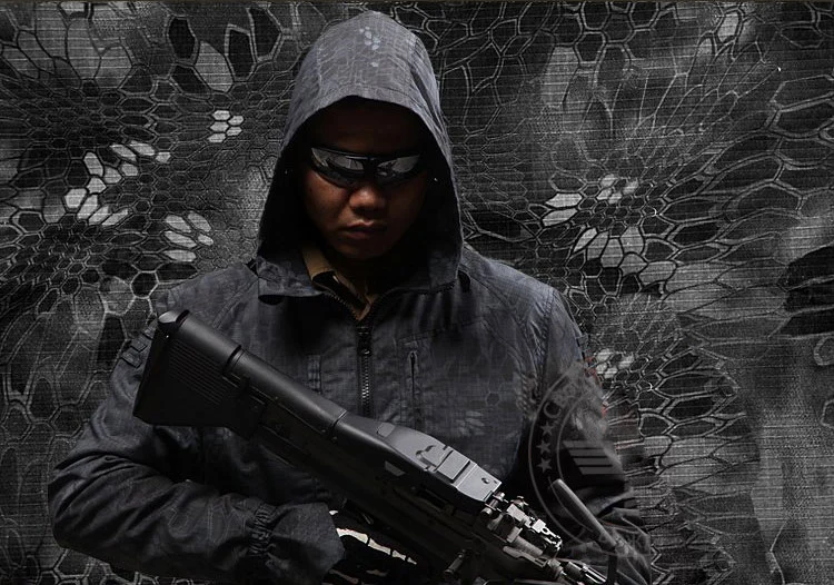 Typhoon Black camo Мужская тактическая камуфляжная охотничья куртка с питоновым зерном, мужская спортивная устойчивая к царапинам Пейнтбольная осенне-зимняя куртка для стрельбы - Цвет: Typhoon Black camo