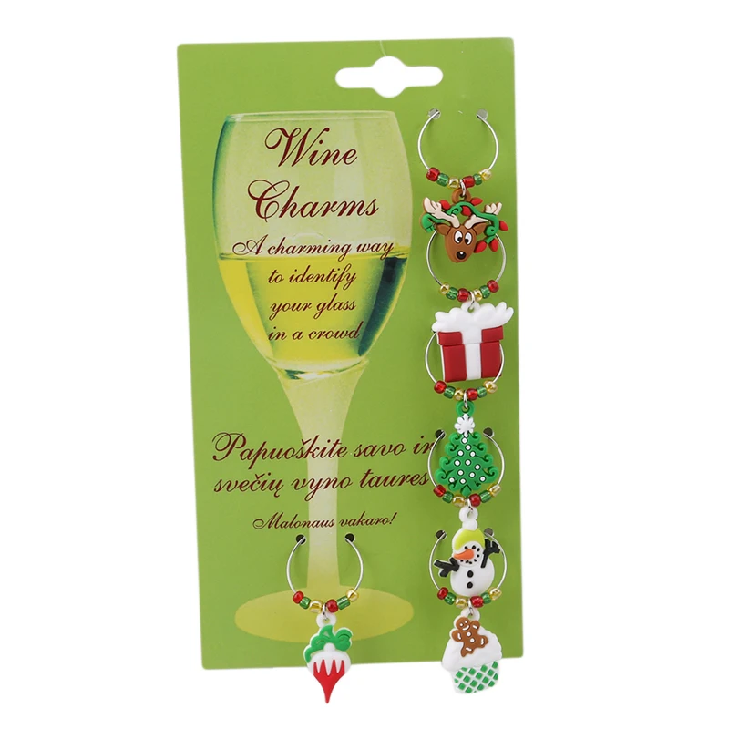 Christmas Wine Glass Party New Year Cup Ring Table Pendants Santa Claus Navidad 2019 Metal Decoration For Home | Дом и сад