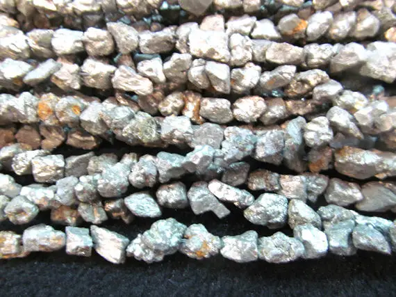 

2strands genuine Pyrite Stone Electroplated Quartz Titanium Quartz Rainbow Quartz, Crystal Nuggets,Freeform Beads 4-20mm