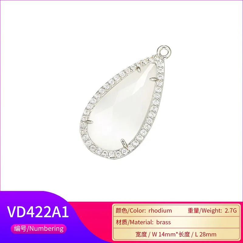 ZHUKOU 14*28 мм ручной работы латунь кубический цирконий капли воды подвески DIY ювелирные изделия браслет ожерелье аксессуары Модель: VD422 - Окраска металла: cream white