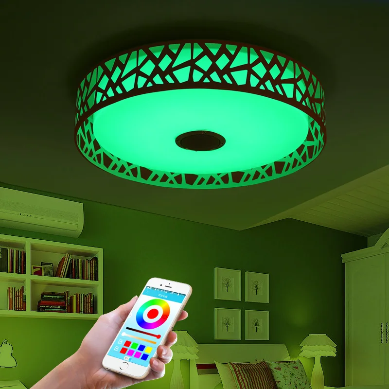 D47cm музыкальный светильник современный светодиодный потолочный с Bluetooth APP