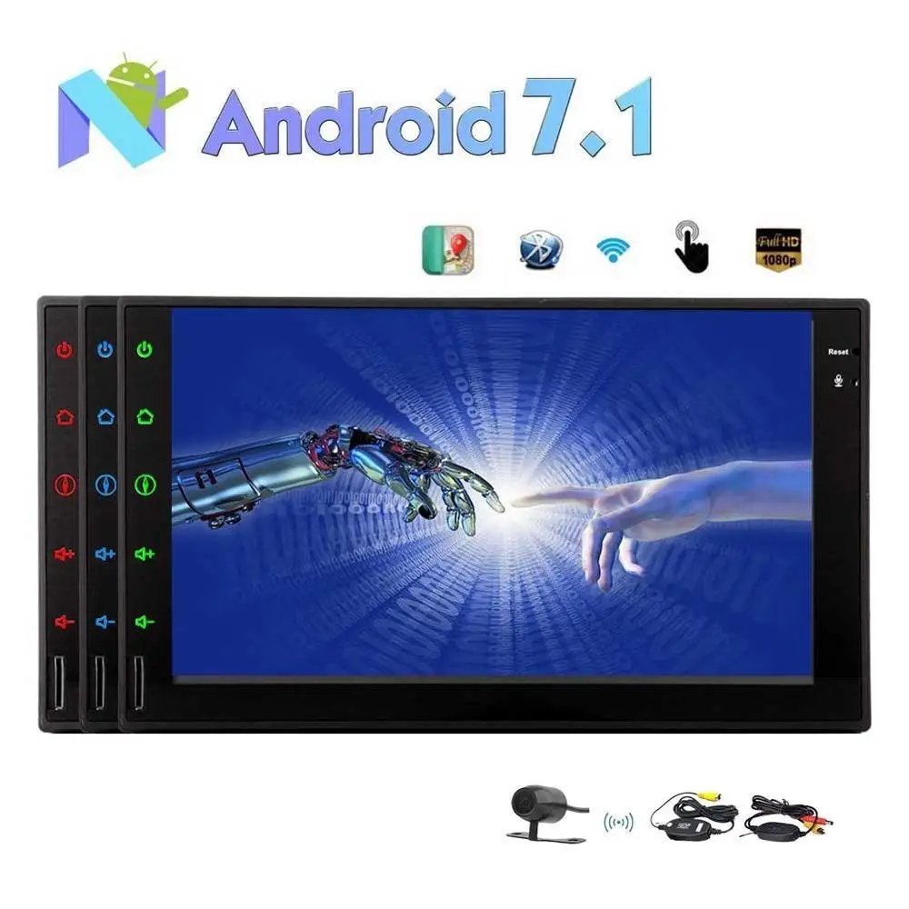 Android 7 1 автомобильный стерео 2 ГБ 32 Восьмиядерный в тире навигация двойной Din