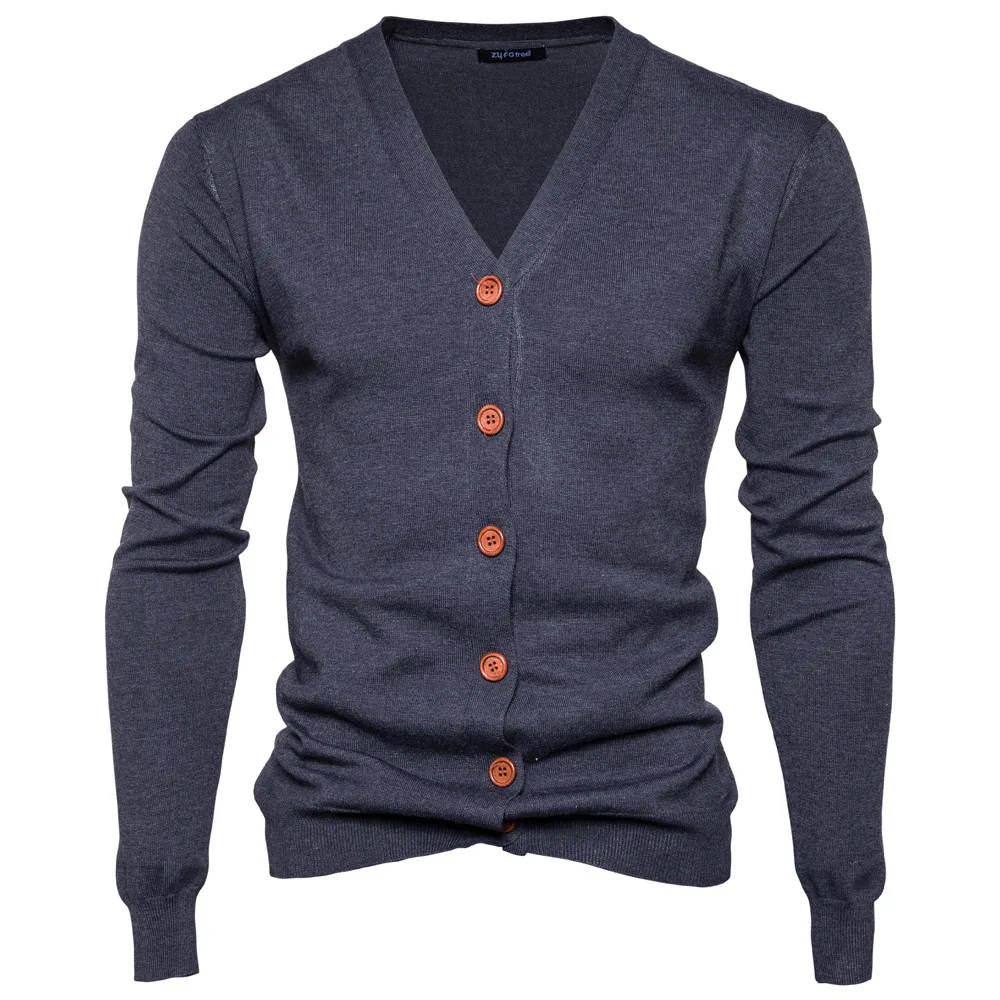 Мужской однотонный кардиган с v образным вырезом Повседневный модный новый