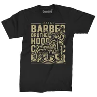 2018 New Pure Cotton Short Sleeves Hip Hop Fashion Barber Brotherhood T-Shirt Haircut Clippers Barbershop Hairdresser Shave Tee