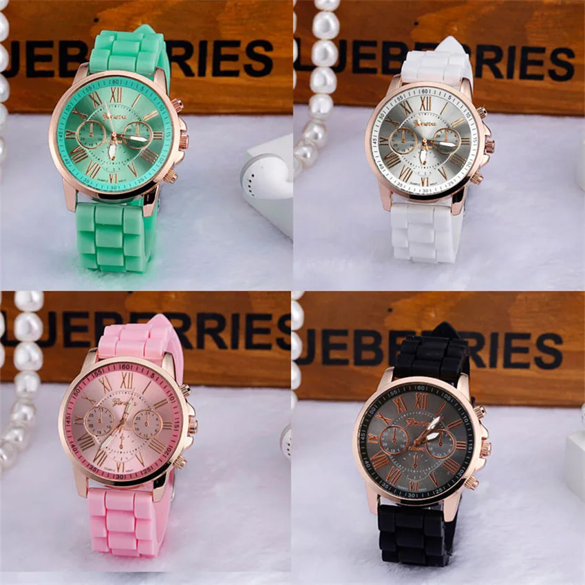 

Susenstone Gold Crystal Geneva Watches Woman Top Brand Luxury Silicone Wristwatch Women's Quartz Watch Casual Montre Hours Clock