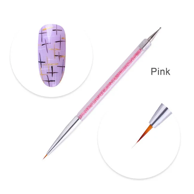 Dual-end Pink BORN PRETTY, 1 шт., акриловая ручка для рисования водным мрамором, кисть для рисования серебристыми цветами, инструмент для маникюра и дизайна ногтей, ручка, инструмент для ногтей DIY - Цвет: Dual-end Pink
