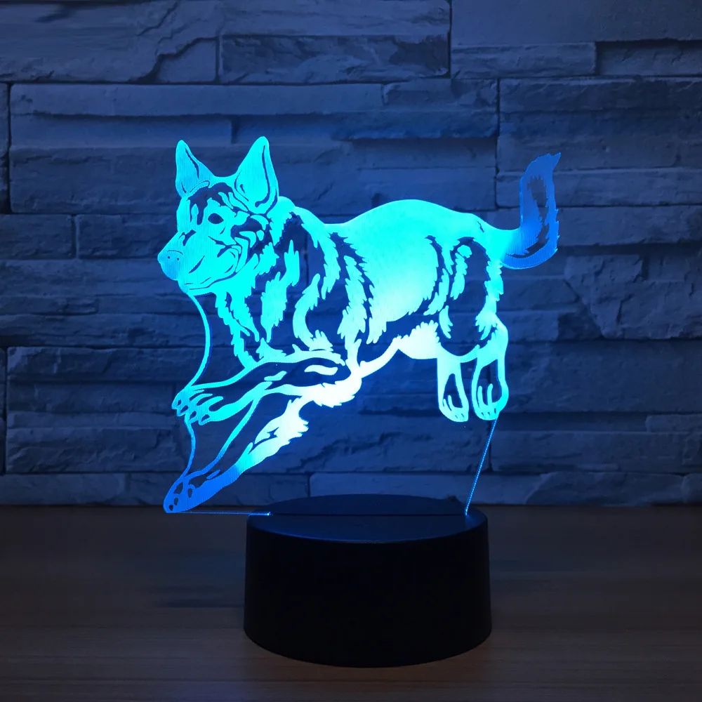 Животные собаки 3D светодиодные фонари корова/Бульдог/мопс/Американский бык
