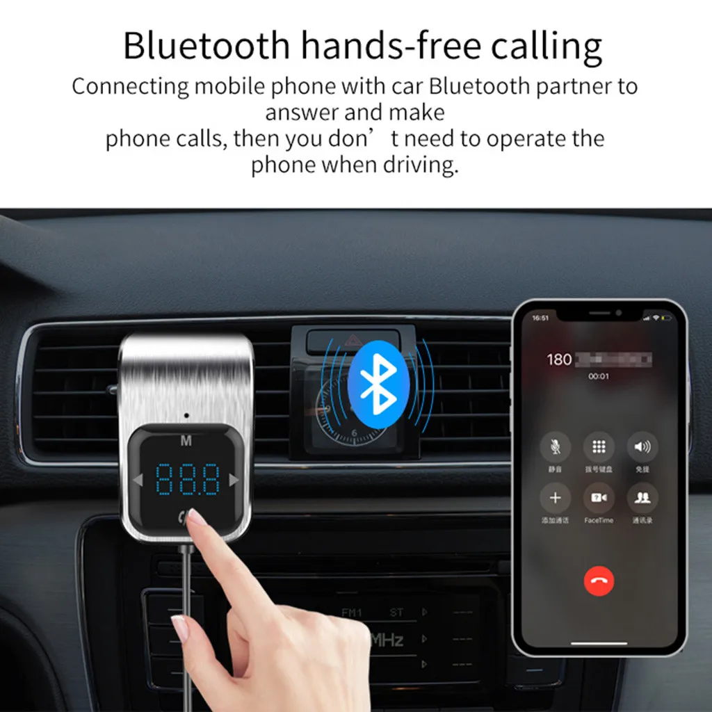 Беспроводной Bluetooth fm передатчик автомобильный комплект светодиодный цифровой