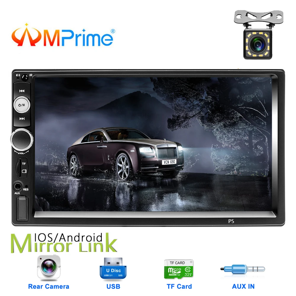 AMPrime 2 din Автомобильный Радио Стерео 7 &quotСенсорный экран мультимедийный плеер