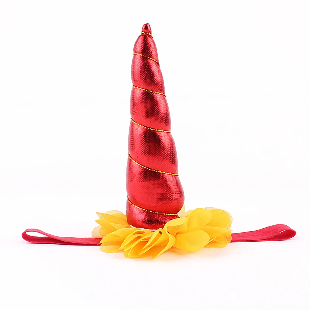 LovelyGlitter Baby Kids Glitter Gold Unicorn Horn Ears Flower Headband Halloween Cosplay Costume Makeup Birthday Party Headdress |