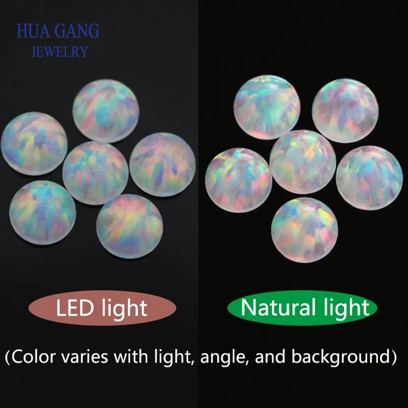 opal loose lab created gemstone round shape flat base stone cabochon created beads for jewelry making 3mm-8mm free shipping - Цвет: OP18