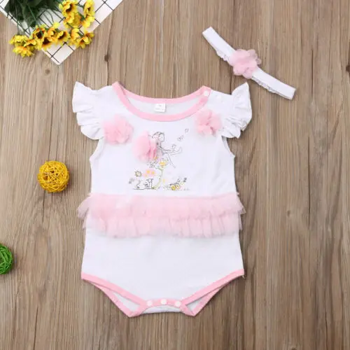 Летнее хлопковое боди PCitgeett для новорожденных девочек комбинезон повязка на