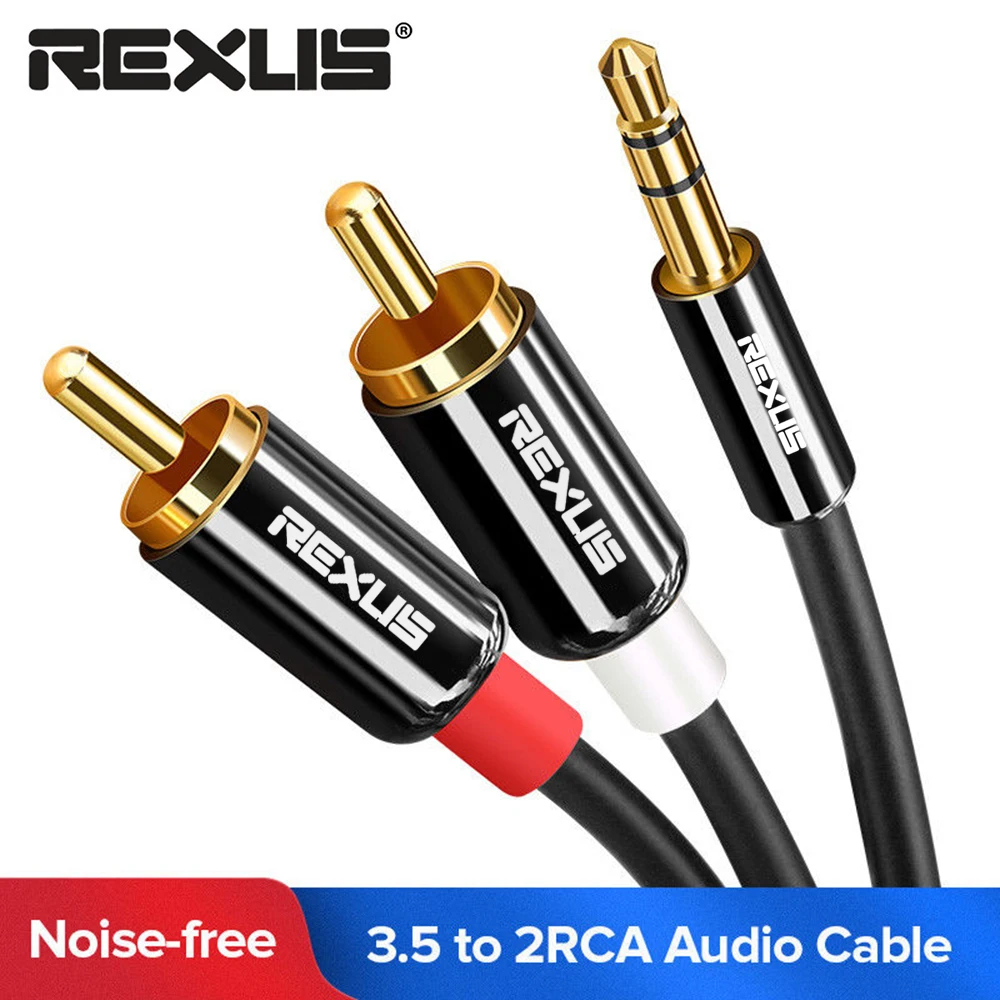 Аудиокабель REXLIS 3 5 мм в 2 RCA стерео шнур Aux Y разветвитель провод для наушников