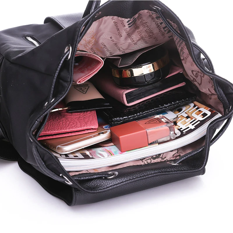 Women Backpack School Bags For Teenager Girls Nylon Zipper Lock Design Black Femme Mochila Female Fashion Sac A Dos | Багаж и сумки