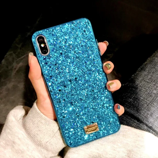 Blue Чехол для iphone 6, 6 S, 7, 8 Plus, чехол, роскошный бренд, блестящий сверкающий Мягкий чехол из ТПУ для iphone X, XR, XS, Max, стразы, задняя крышка, чехол - Цвет: Blue