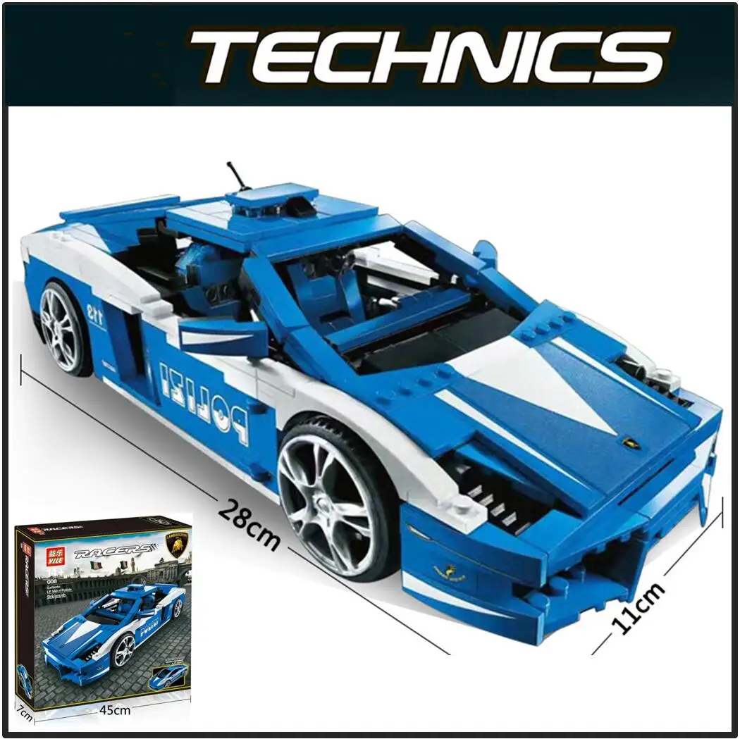 YILE 008 Совместимость гонка Lamborghiki полицейский автомобиль LP560 4 8214 строительные
