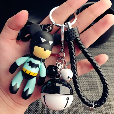 Жестокий медведь брелок маленький брелок с колокольчиком кожа ropekey Кольцо Милая мультяшная кукла цепочка для ключей с медведем автомобиля очаровательный кулон для сумки Брелки Porte Clef - Цвет: color 1