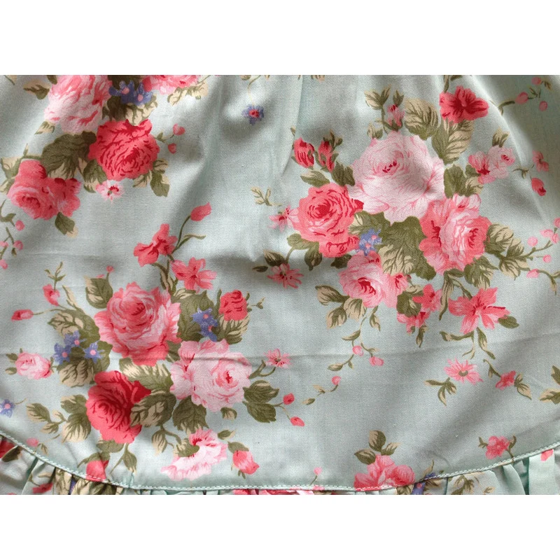 V образный вырез Ретро Кухня фартук Для женщин темно синего и розового цвета с