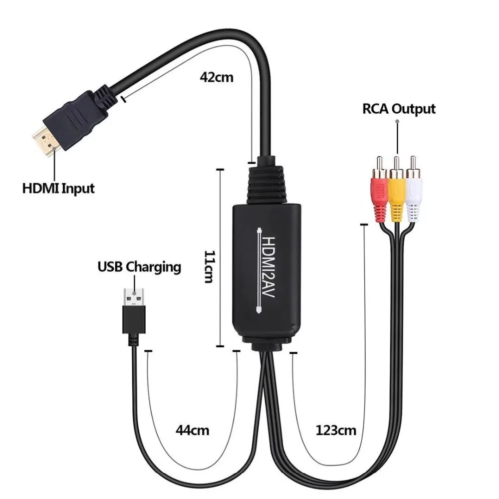 Активный HDMI к RCA кабель конвертер 1 8 м в Композитный выход с USB питания|Кабели HDMI| |