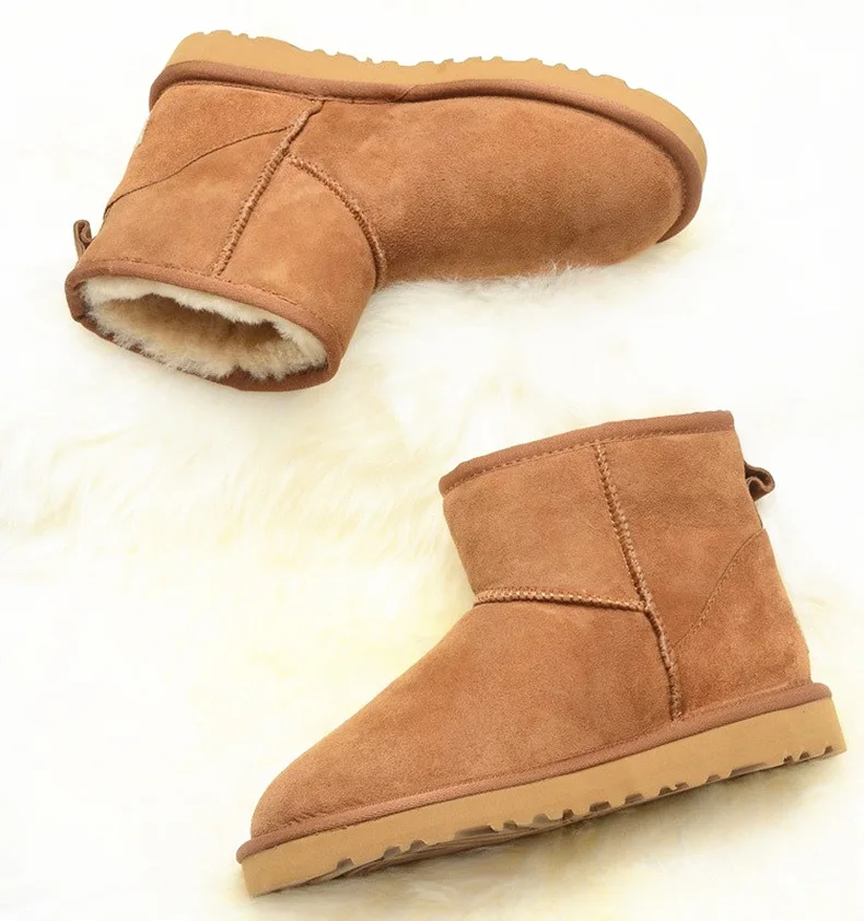 chestnut 54 Новые женские зимние сапоги классические высококачественные зимние сапоги из натуральной кожи теплые женские сапоги большого размера от австралийского бренда женская обувь - Цвет: chestnut 54