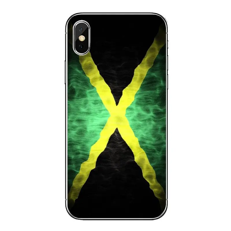 For iPod Touch iPhone 4 4S 5 5S 5C SE 6 6S 7 8 X XR XS Plus MAX Retro Jamaica National Flag Banner Soft Transparent Shell Covers 