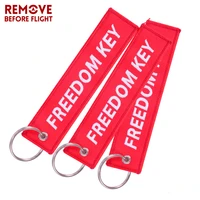 3 pcslot freedom key chains for cars red embroidery key ring chain for aviation gifts oem motorcycle keychain jewelry llavero