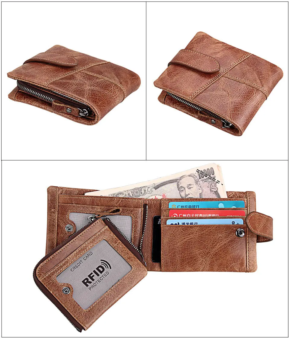 RFID 100% натуральная кожа мужские кошельки винтажные маленькие короткие портмоне с