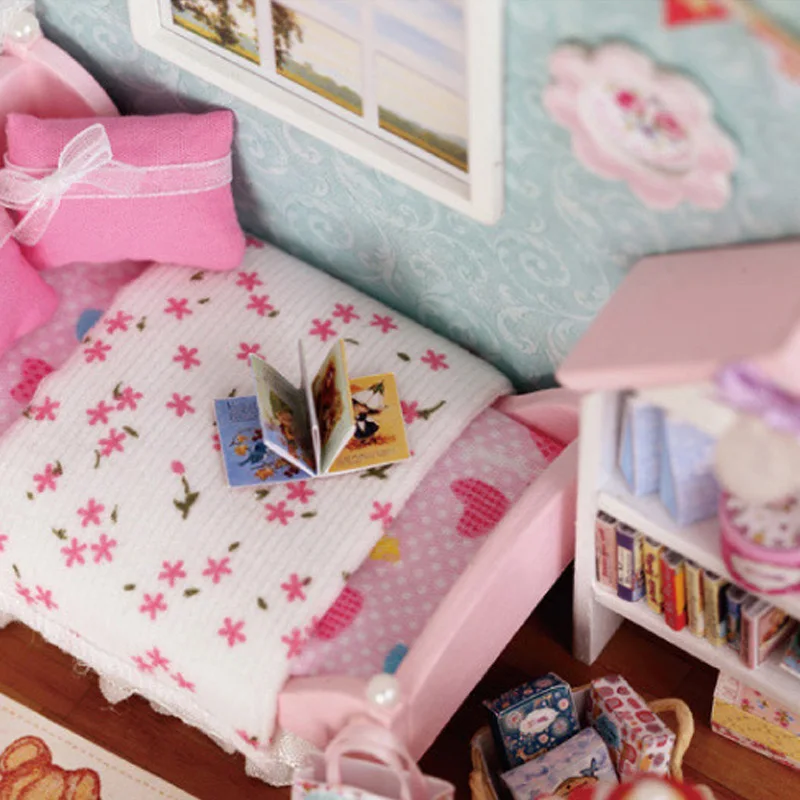 Кукольный домик комната Diy игрушечный домик Счастливый маленький мир миниатюрный сборный набор освещение миниатюрный кукольный домик ручной работы игрушечный деревянный дом