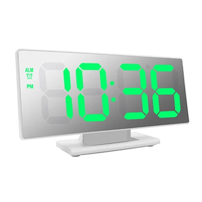 White shell green Электронные часы, настольные, с температурным дисплеем, многофункциональные, Повтор сна, большое количество, светодиодный, настольные будильники, Despertador - Цвет: White shell green