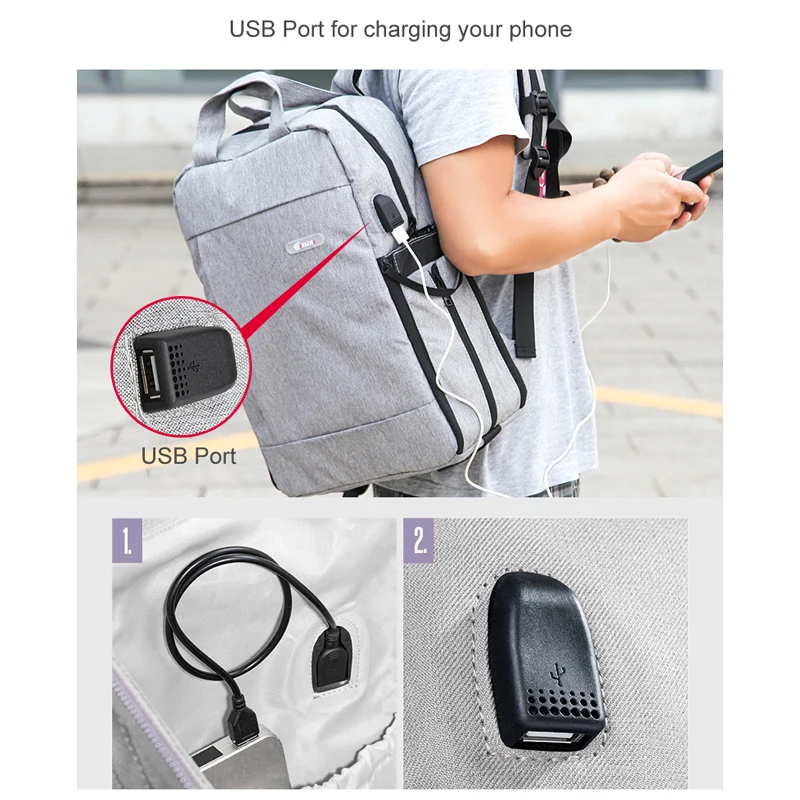 

Eirmai Digital Camera Shoulders Backpack Leisure Casual Bag Waterproof w Rain Cover fit 14in laptop w USB Port for DSLR Tripod