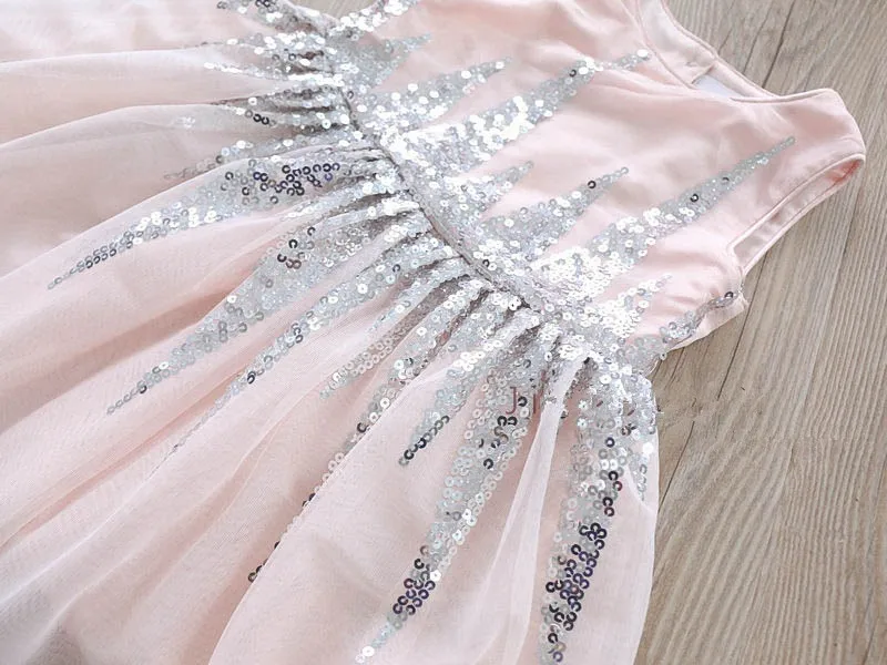 Cute Girls Kids Sequin Tulle Western New Fashion Clothes Princess Party Summer Spring Candy Pink Blue Color Dresses | Детская одежда и